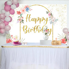 Lofaris Eleganter Blumen Gold Bogen Geburtstag Hintergrund Rosa Blaue Blüten Frauen Party