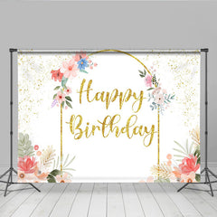 Lofaris Eleganter Blumen Gold Bogen Geburtstag Hintergrund Rosa Blaue Blüten Frauen Party