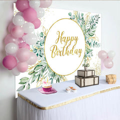 Lofaris Eukalyptus Grünpflanzen Geburtstag Hintergrund Goldener Kreisrahmen Glitzerblatt