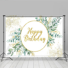 Lofaris Eukalyptus Grünpflanzen Geburtstag Hintergrund Goldener Kreisrahmen Glitzerblatt