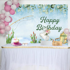 Lofaris Angeln Thema Geburtstag Hintergrund Aquarell Camping Teich Leben Party Outdoor