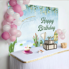 Lofaris Angeln Thema Geburtstag Hintergrund Aquarell Camping Teich Leben Party Outdoor