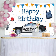 Lofaris Polizeiauto Offizier Ausrüstung Geburtstag Hintergrund Blau Orange Wimpel Jungen