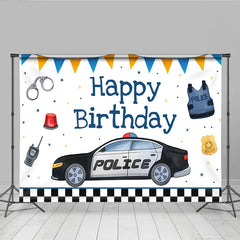 Lofaris Polizeiauto Offizier Ausrüstung Geburtstag Hintergrund Blau Orange Wimpel Jungen