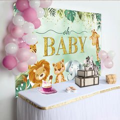 Lofaris Dschungel Safari Tiere Babyparty Hintergrund Tropische Pflanzen Gold Oh Baby Deko