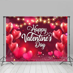 Lofaris Rote Herzballons Lichterketten Valentinstag Hintergrund Romantisches Bokeh Party
