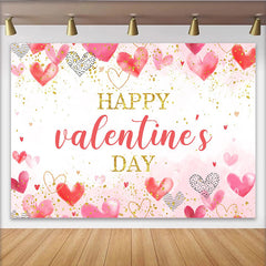 Lofaris Aquarell Rosa Rote Herzen Valentinstag Hintergrund Gold Glitzer Liebe Feier Deko