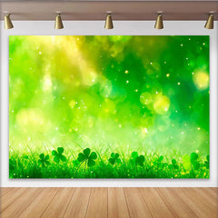 Lofaris St Patricks Day Hintergrund Lebendiges Grünes Gras Kleeblätter Bokeh Party Deko