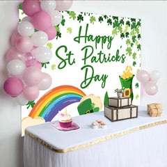 Lofaris St Patricks Day Hintergrund Regenbogen Koboldstiefel Goldmünzen Kindergeburtstag