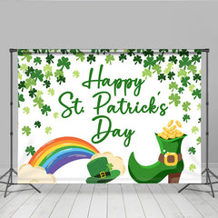 Lofaris St Patricks Day Hintergrund Regenbogen Koboldstiefel Goldmünzen Kindergeburtstag