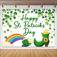 Lofaris St Patricks Day Hintergrund Regenbogen Koboldstiefel Goldmünzen Kindergeburtstag