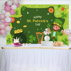 Lofaris St Patricks Day Hintergrund Glückskobold Goldtopf Kleeblätter Party Dekoration