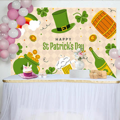 Lofaris St Patricks Day Hintergrund Cartoon Regenbogen Glück Goldtopf Bier Grüner Hut