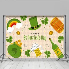 Lofaris St Patricks Day Hintergrund Cartoon Regenbogen Glück Goldtopf Bier Grüner Hut