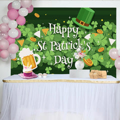 Lofaris Happy St Patricks Day Hintergrund Kleeblätter Bier Glücksmünzen Festlich Deko