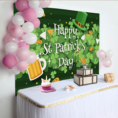 Lofaris Happy St Patricks Day Hintergrund Kleeblätter Bier Glücksmünzen Festlich Deko