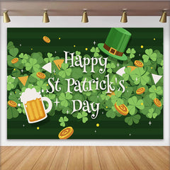 Lofaris Happy St Patricks Day Hintergrund Kleeblätter Bier Glücksmünzen Festlich Deko