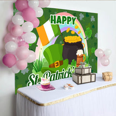 Lofaris St. Patrick Day Goldtopf und Regenbogen Hintergrund Glücksklee Deko