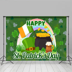 Lofaris St. Patrick Day Goldtopf und Regenbogen Hintergrund Glücksklee Deko