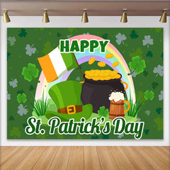 Lofaris St. Patrick Day Goldtopf und Regenbogen Hintergrund Glücksklee Deko
