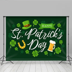 Lofaris St. Patrick Day Hufeisen und Bierkrug Hintergrund Grüner Klee Deko