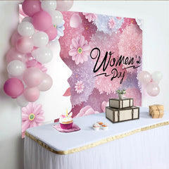 Lofaris Internationaler Frauentag Hintergrund Rosa Blumen Frauenprofil Silhouette