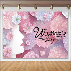 Lofaris Internationaler Frauentag Hintergrund Rosa Blumen Frauenprofil Silhouette