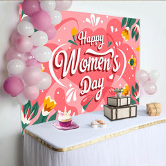 Lofaris Verspielter Pinker Frauentag Hintergrund Abstrakte Formen und Tulpen