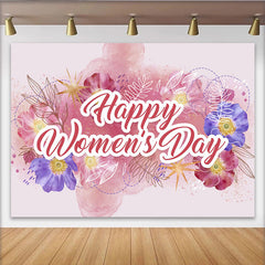 Lofaris Aquarell Blumen Frauentag Hintergrund Rosa Lila Blumen Goldene Sterne