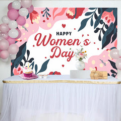 Lofaris Abstrakter Blumen Frauentag Hintergrund Marineblau und Pink Blätter