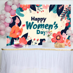 Lofaris Illustrierter Frauentag Hintergrund Lächelnde Frauen Riesige Blumen