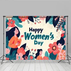 Lofaris Illustrierter Frauentag Hintergrund Lächelnde Frauen Riesige Blumen