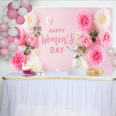 Lofaris Rosen und Chrysanthemen Frauentag Hintergrund Pink Blumen Flat Lay