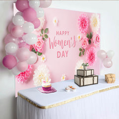Lofaris Rosen und Chrysanthemen Frauentag Hintergrund Pink Blumen Flat Lay