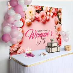 Lofaris Internationaler Frauentag Hintergrund Pink Weißer Blumenrahmen Party