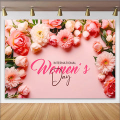 Lofaris Internationaler Frauentag Hintergrund Pink Weißer Blumenrahmen Party