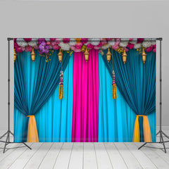 Lofaris Türkis und Pink Bühne Hintergrund Blumen Header Goldene Laternen