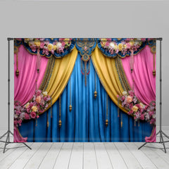 Lofaris Verzierter Schmuck Bühne Hintergrund Blaue Pinke Theater Vorhänge