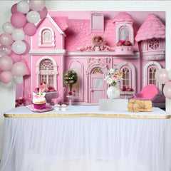 Lofaris Rosa Puppenhaus Cake Smash Fotohintergrund Mädchen Geburtstag Party