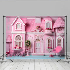 Lofaris Rosa Puppenhaus Cake Smash Fotohintergrund Mädchen Geburtstag Party