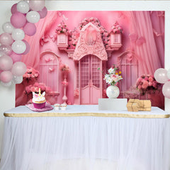 Lofaris Rosa Garten Cake Smash Fotohintergrund Blumenbogen Schmetterling