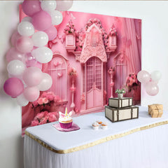 Lofaris Rosa Garten Cake Smash Fotohintergrund Blumenbogen Schmetterling