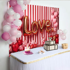 Lofaris Valentinstag LOVE Hintergrund Rot Weiß Gestreifte Herzballons