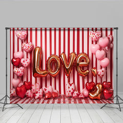 Lofaris Valentinstag LOVE Hintergrund Rot Weiß Gestreifte Herzballons