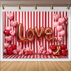 Lofaris Valentinstag LOVE Hintergrund Rot Weiß Gestreifte Herzballons