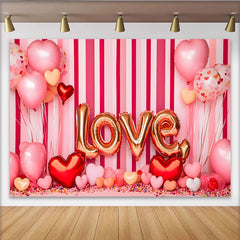 Lofaris Valentinstag LOVE Hintergrund Rosa Gestreifte Herzballons Romantisch