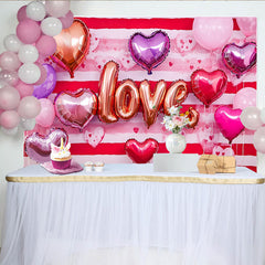 Lofaris Valentinstag LOVE Hintergrund Rot Horizontal Gestreifte Herzballons