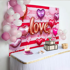Lofaris Valentinstag LOVE Hintergrund Rot Horizontal Gestreifte Herzballons