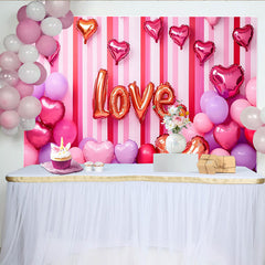 Lofaris Valentinstag LOVE Hintergrund Rosa Gestreifte Ballon Traube Romantisch