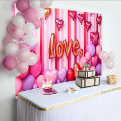 Lofaris Valentinstag LOVE Hintergrund Rosa Gestreifte Ballon Traube Romantisch